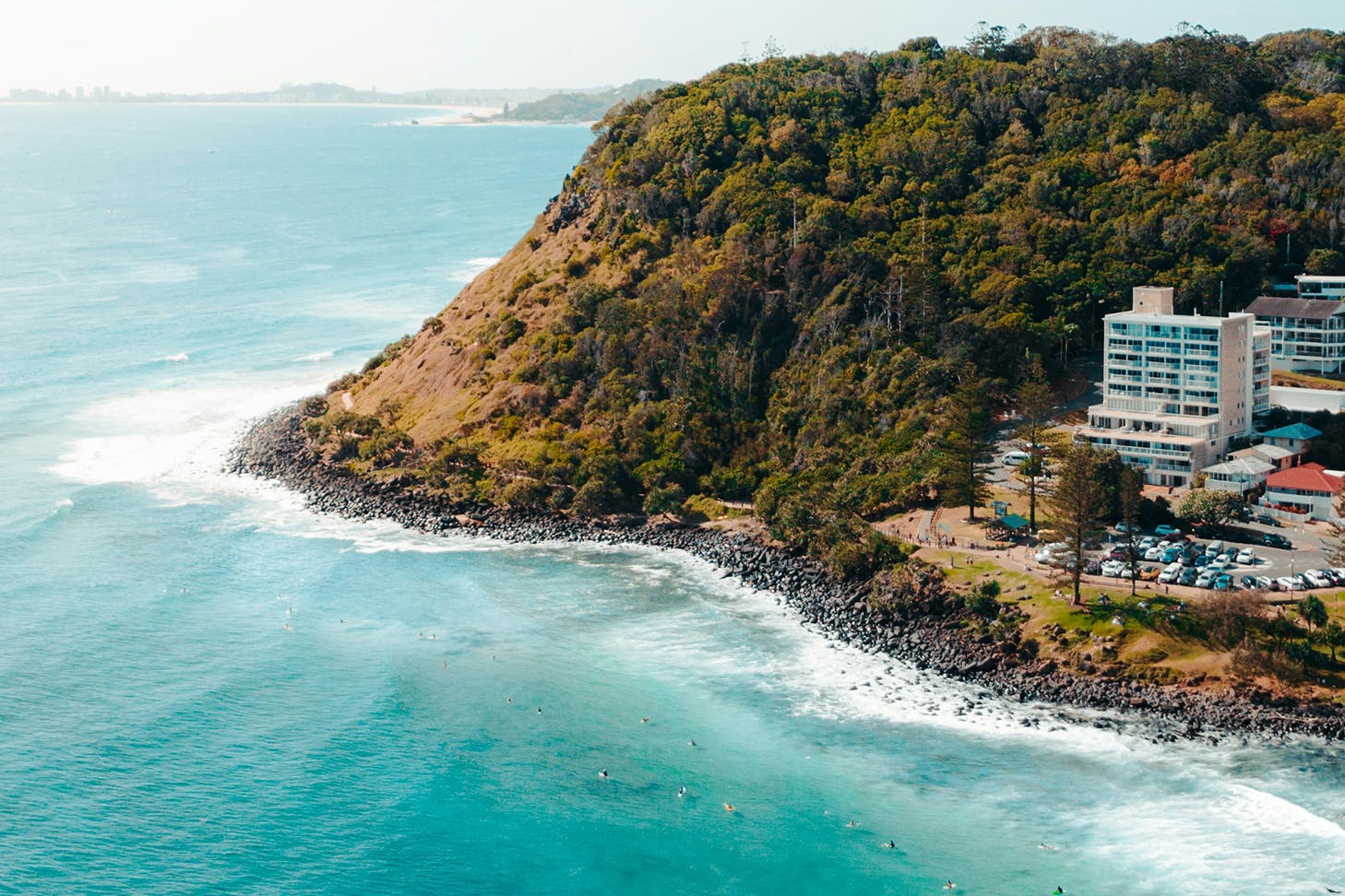 Bird's eye view of Burleigh Beach on the Gold Coast.